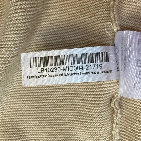 Quince Heather Oatmeal Lightweight Cotton Cashmere Link-Stitch Dolman Sweater XL - Picture 16 of 16